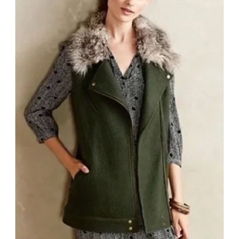 ELEVENSES ANTHROPOLOGIE salt creek crochet back wool vest size M